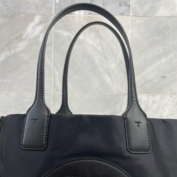 🖤Tory Burch Black Small Ella Nylon Leather Tote Bag - Picture 7 of 14